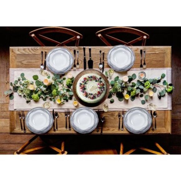 Lorren Home Trends Elizabeth 57-Pc. Dinnerware Set Service for 8 - Silver